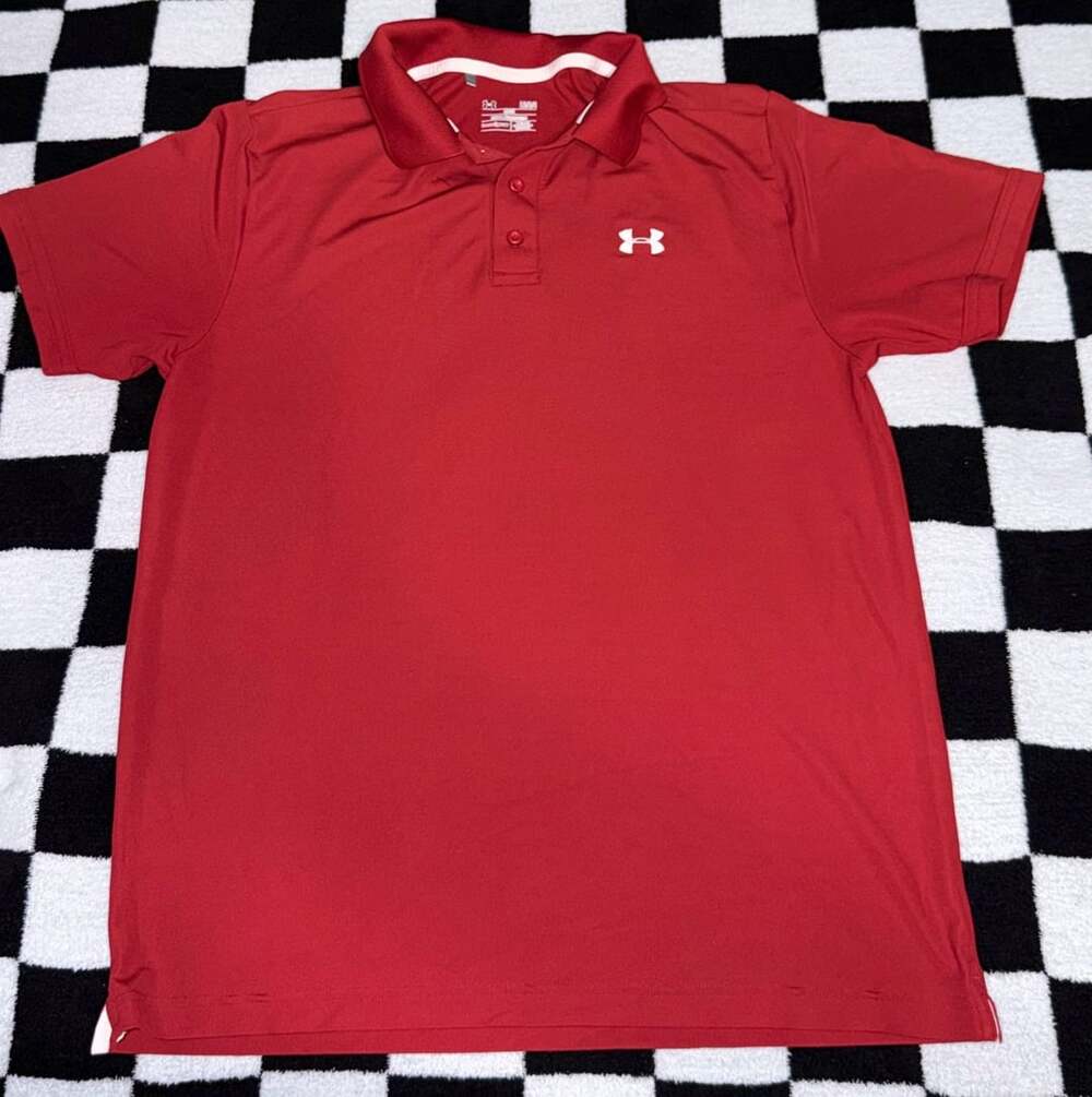 Under Armour Men's Red HeatGear Loose Fit Short Sleeve Polo Shirt Large